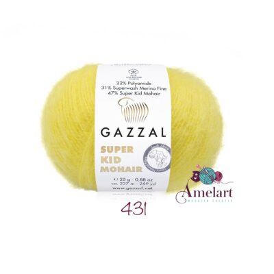 Super Kid Mohair, Fir de tricotat/crosetat Gazzal, Merino Fine 31%, Mohair 47%, Poliamid 22%, 25g/237m